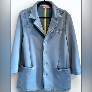 Y2K Puma Sport Lifestyle Gray French Terry Western Blazer Jacket Size XL